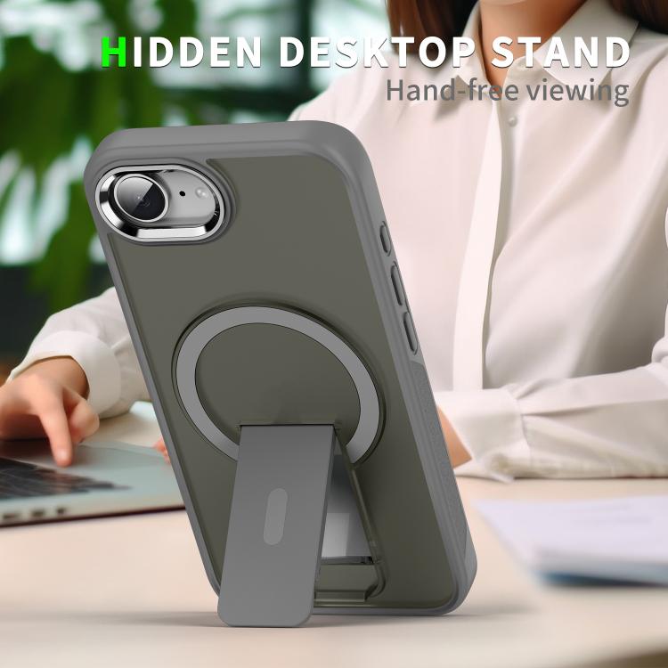 For iPhone 16e Acrylic Hybrid TPU MagSafe Holder Phone Case(Gold) - iPhone 16e Cases by PMC TechLife | Online Shopping South Africa | PMC TechLife | Buy Now Pay Later Mobicred