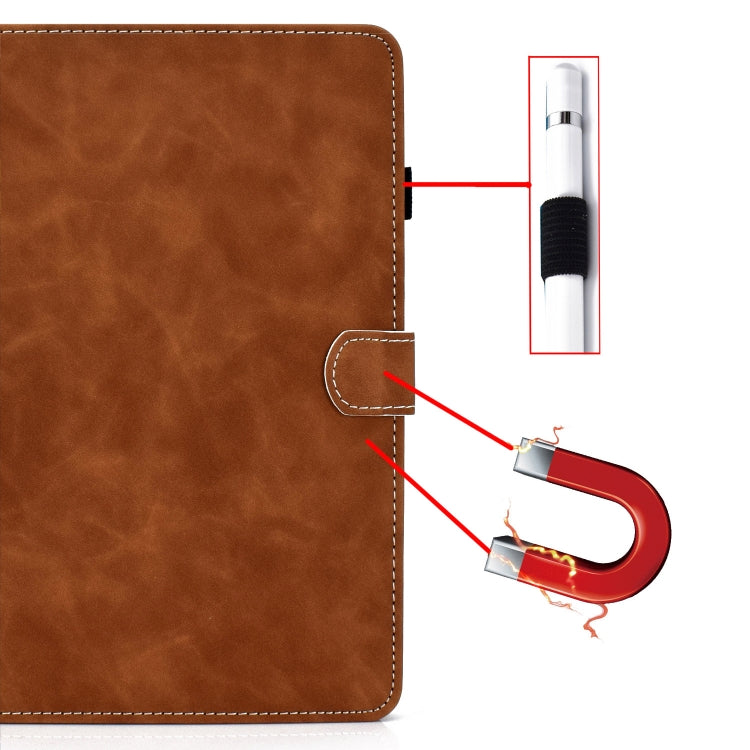 For iPad Air 2022 / 2020 10.9 Cowhide Texture Horizontal Flip Leather Case with Holder & Card Slots & Sleep / Wake-up Function(Brown) - free shipping - PMC TechLife - Order now!