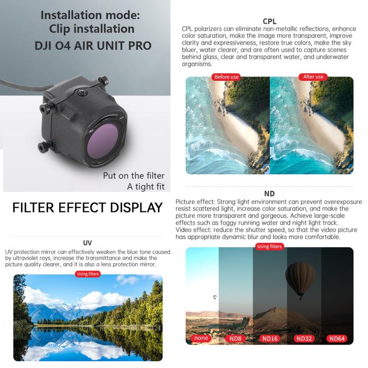 For DJI O4 Air Unit Pro / Avata 2 JSR YB Series Camera Lens Filter, Filter:ND64PL - free shipping - PMC TechLife - Order now!