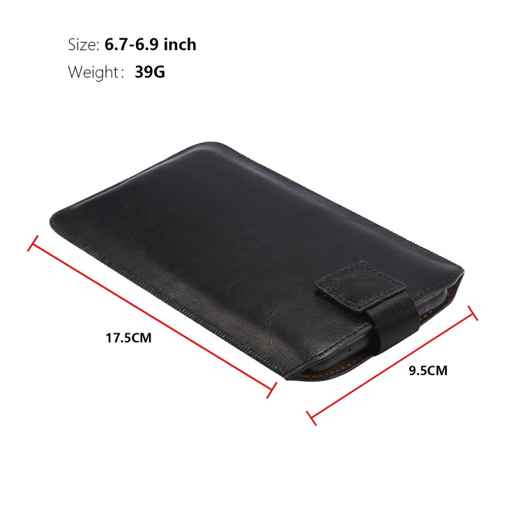 Ultra-thin Simple Drawstring  Horizontal Plate Hanging Waist Phone Waist Pack Leather Case, Suitable for 6.7-6.9 inch Smartphones(Black) - Universal Leather Case by PMC Jewellery | Online Shopping South Africa | PMC Jewellery | Buy Now Pay Later Mobicred