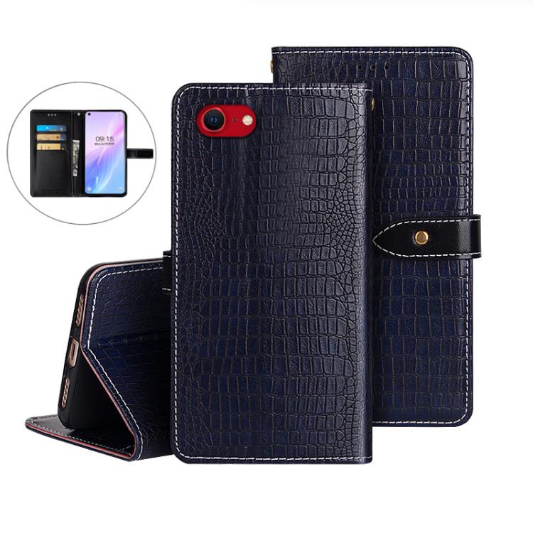 For iPhone 16e idewei Crocodile Texture Leather Phone Case(Dark Blue) - free shipping - PMc TechLife - Order now!