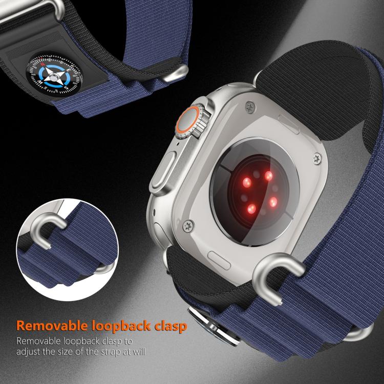 For Apple Watch 42mm / 41mm / 40mm / 38mm Compass Nylon Loop Watch Band(Black Blue) - free shipping - PMc TechLife - Order now!