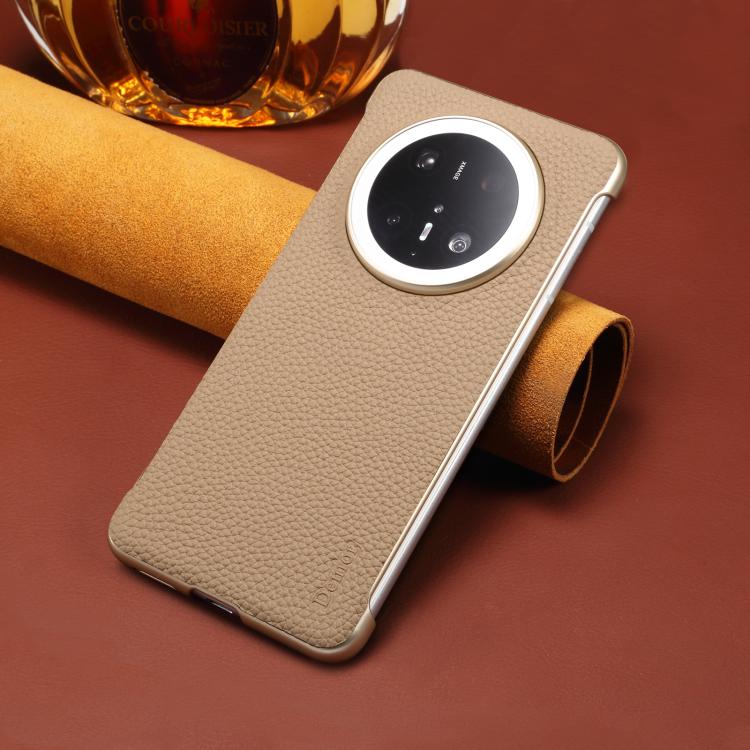 For Huawei Mate 60 Pro Denior A20 Genuine Leather Litchi Texture MagSafe Frameless Phone Case(Khaki) - free shipping - PMc TechLife - Order now!
