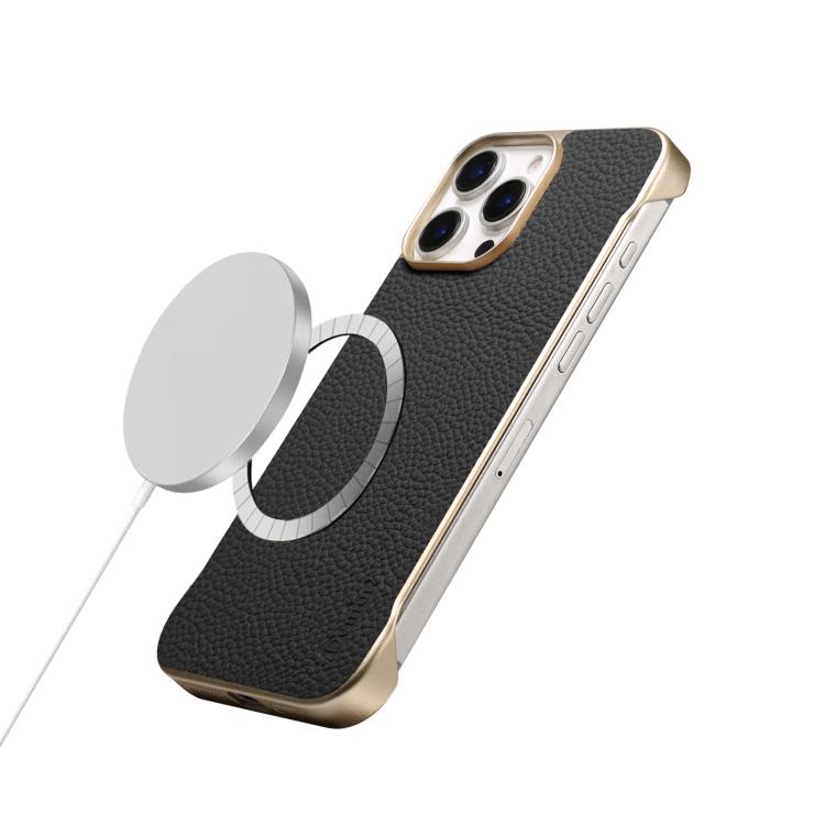 For iPhone 14 Pro Max Denior A20 Genuine Leather Litchi Texture MagSafe Frameless Phone Case(Black) - free shipping - PMc TechLife - Order now!