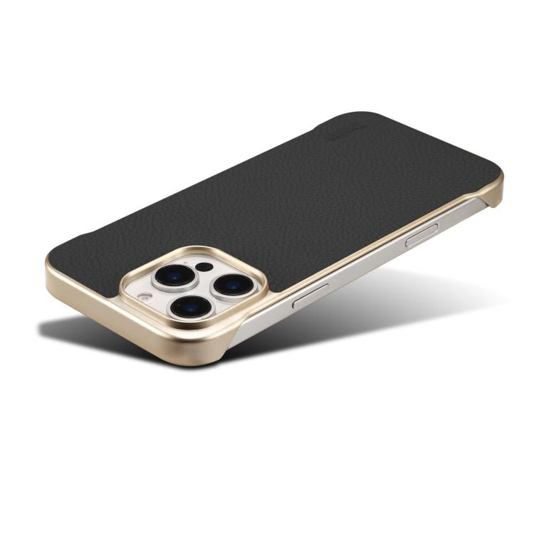 For iPhone 16 Plus Denior A20 Genuine Leather Litchi Texture MagSafe Frameless Phone Case(Black) - free shipping - PMc TechLife - Order now!