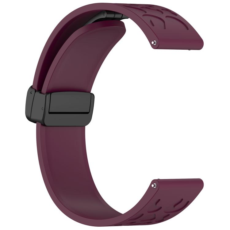 18mm Kalebol Universal Leopard Print Magnetic Folding Buckle Silicone Strap(Wine Red) - 22mm Bands by Kalebol | Online Shopping South Africa | PMc TechLife | Buy Now Pay Later Mobicred