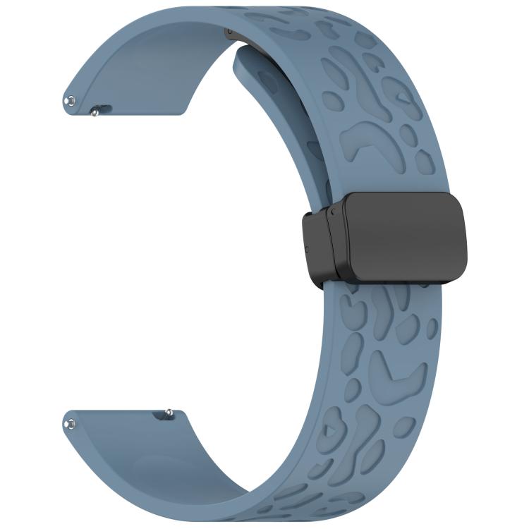 20mm Kalebol Universal Leopard Print Magnetic Folding Buckle Silicone Strap(Slate Blue) - 22mm Bands by Kalebol | Online Shopping South Africa | PMc TechLife | Buy Now Pay Later Mobicred