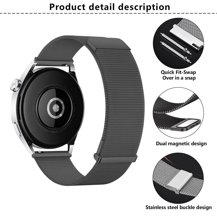 Kalebol 20mm Universal Loop Double Magnetic Buckle Milanese Strap(Silver) - free shipping - PMc TechLife - Order now!
