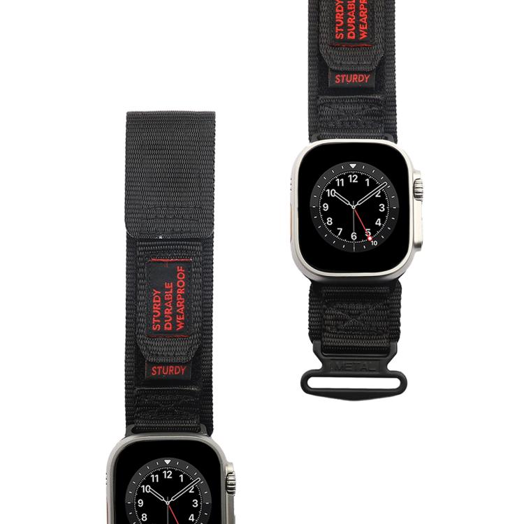For Apple Watch 42mm / 41mm / 40mm / 38mm Kalebol Simple Two Section Nylon Strap(Black) - Watch Bands by Kalebol | Online Shopping South Africa | PMC TechLife | Buy Now Pay Later Mobicred