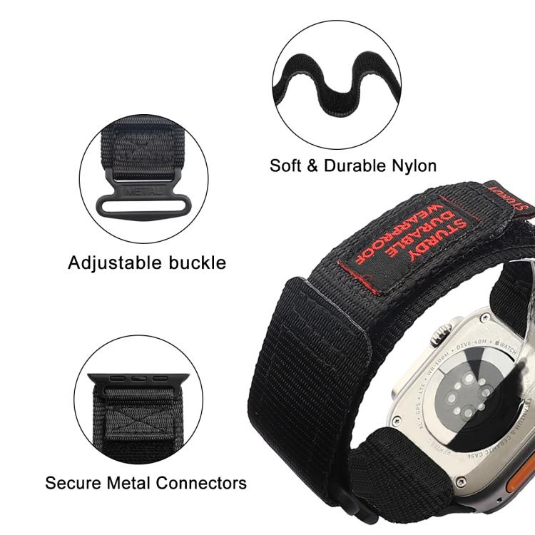 For Apple Watch 42mm / 41mm / 40mm / 38mm Kalebol Simple Two Section Nylon Strap(Black) - Watch Bands by Kalebol | Online Shopping South Africa | PMC TechLife | Buy Now Pay Later Mobicred