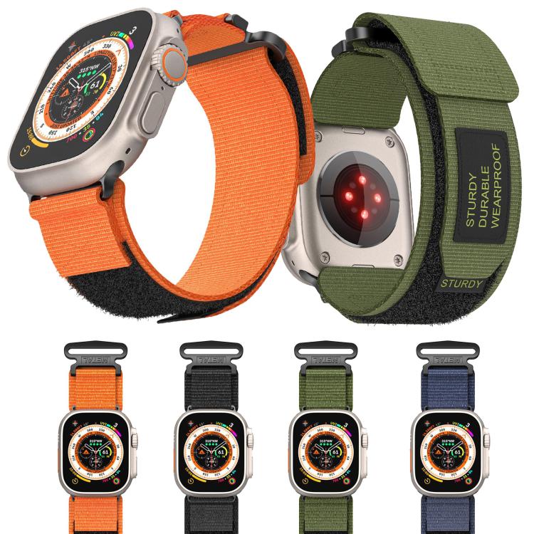 For Apple Watch 42mm / 41mm / 40mm / 38mm Kalebol Simple Two Section Nylon Strap(Army Green) - Watch Bands by Kalebol | Online Shopping South Africa | PMC TechLife | Buy Now Pay Later Mobicred
