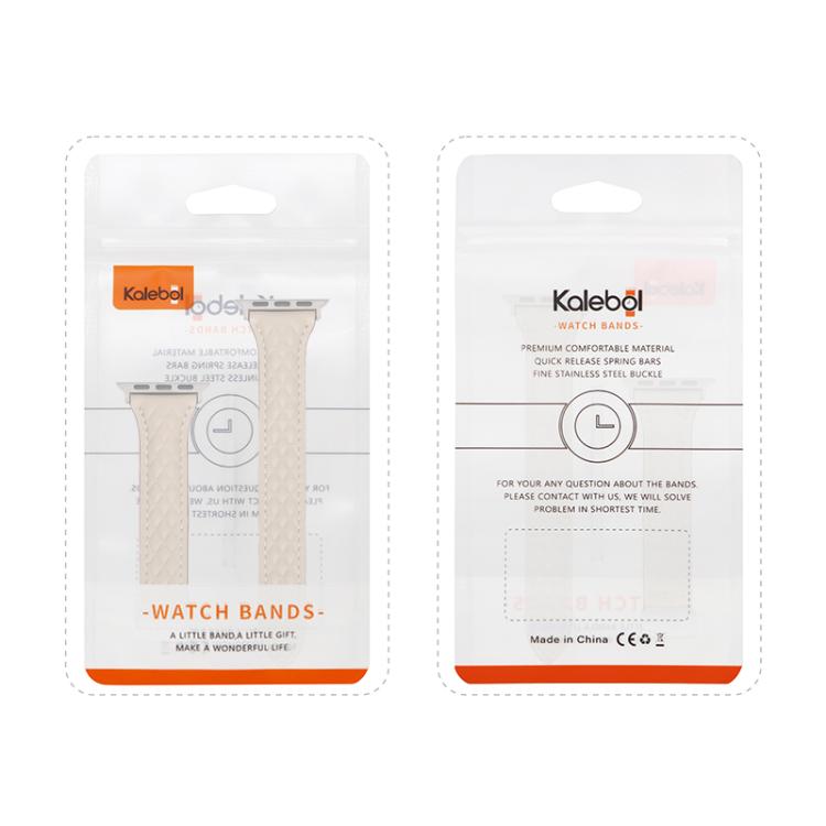 For Apple Watch 46mm / 49mm / 45mm / 44mm Kalebol Diamond Pattern Magnetic Buckle Leather Strap(White) - Watch Bands by Kalebol | Online Shopping South Africa | PMC TechLife | Buy Now Pay Later Mobicred
