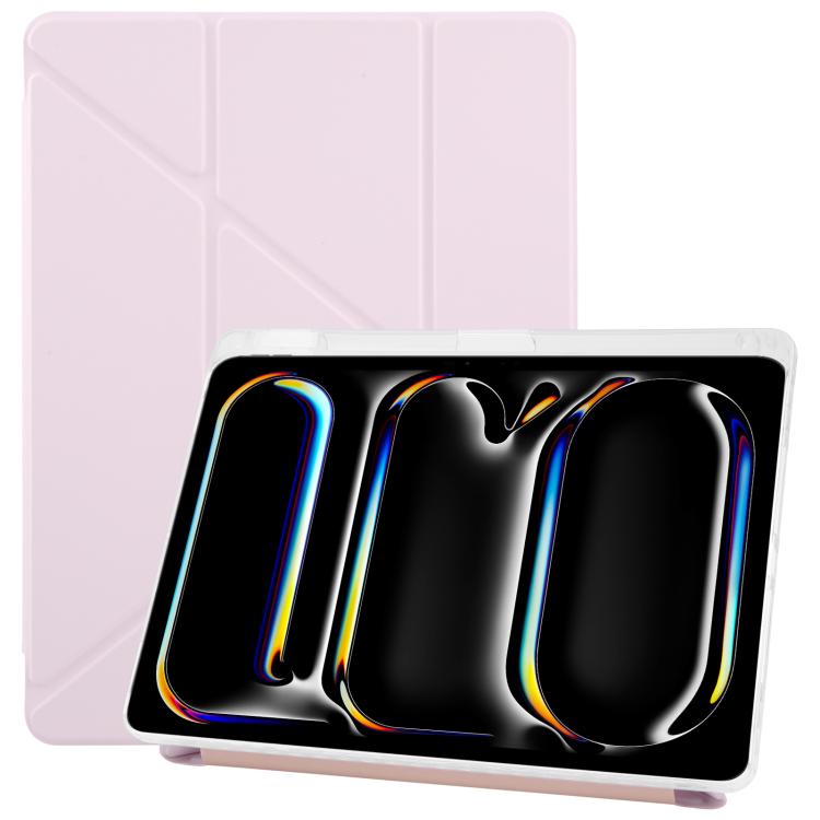 For iPad Pro 13 2024 ZGA Genre Series Y-Fold Leather Tablet Case with Pen Slot(Pink) - free shipping - PMc TechLife - Order now!