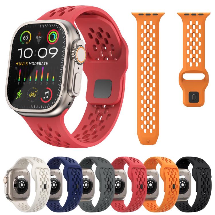 For Apple Watch 42mm / 41mm / 40mm / 38mm Kalebol Mesh Reverse Buckle Silicone Strap(Red) - Watch Bands by Kalebol | Online Shopping South Africa | PMC TechLife | Buy Now Pay Later Mobicred
