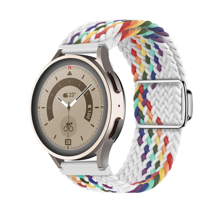 20mm Kalebol Nylon Braided Loop Magnetic Buckle Watch Band(White Rainbow) - free shipping - PMc TechLife - Order now!