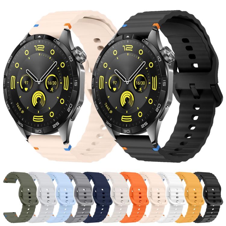 20mm Kalebol Wave Stitch Silicone Watch Band(Yellow) - 20mm Bands by Kalebol | Online Shopping South Africa | PMc TechLife | Buy Now Pay Later Mobicred