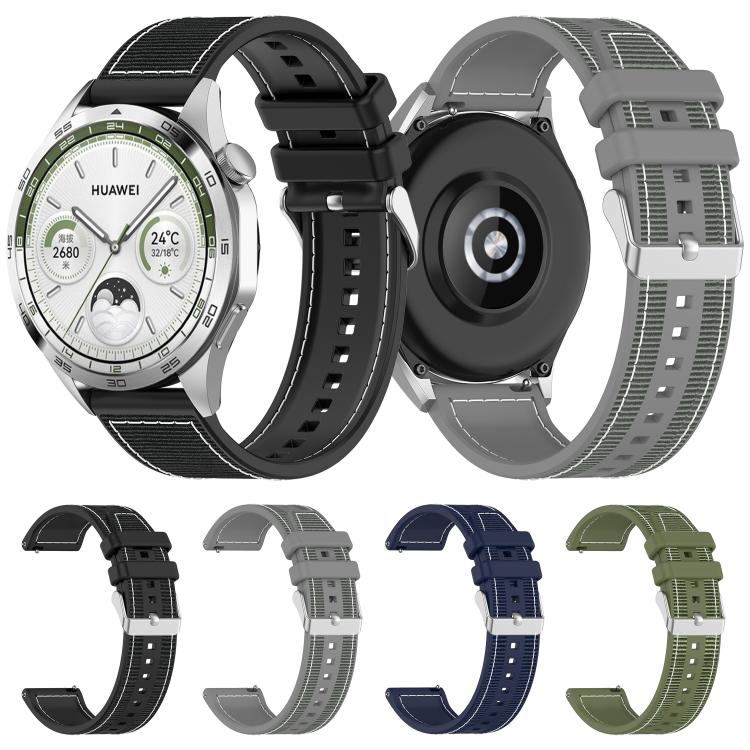 22mm Kalebol Ordinary Silver Buckle Hybrid Nylon Braid Silicone Watch Band(Black) - 22mm Bands by Kalebol | Online Shopping South Africa | PMc TechLife | Buy Now Pay Later Mobicred