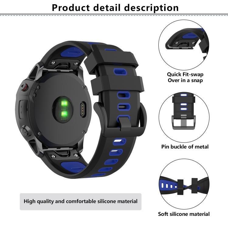 For Garmin QuickFit 20mm Kalebol Two-color Silicone Watch Band(White Black) - free shipping - PMc TechLife - Order now!