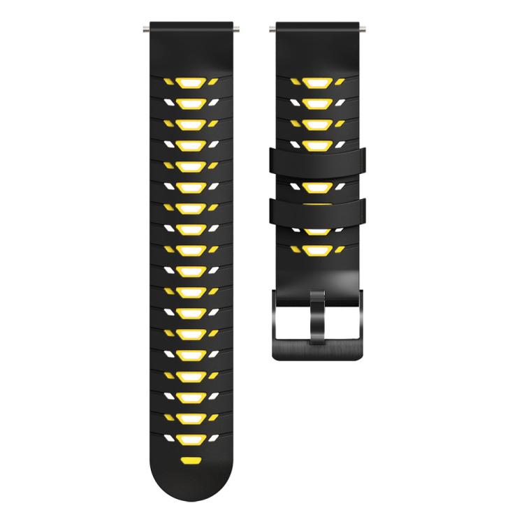 Kalebol 20mm Universal Three Row Holes Silicone Watch Band(Black Yellow) - 20mm Bands by Kalebol | Online Shopping South Africa | PMc TechLife | Buy Now Pay Later Mobicred