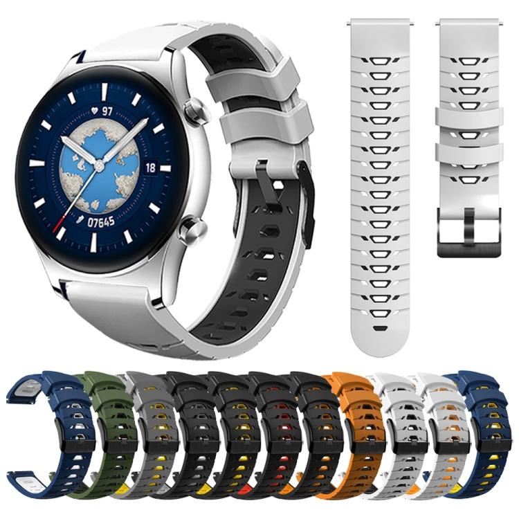 Kalebol 22mm Universal Three Row Holes Silicone Watch Band(Black Yellow) - 22mm Bands by Kalebol | Online Shopping South Africa | PMc TechLife | Buy Now Pay Later Mobicred