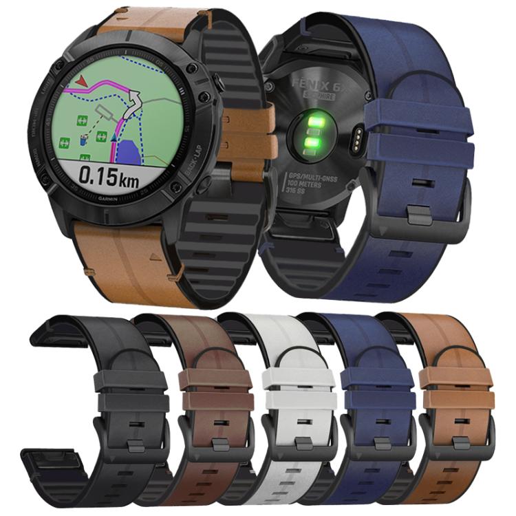 For Garmin QuickFit 22mm Kalebol Quick Release Silicone Leather Watch Band(Brown) - free shipping - PMc TechLife - Order now!