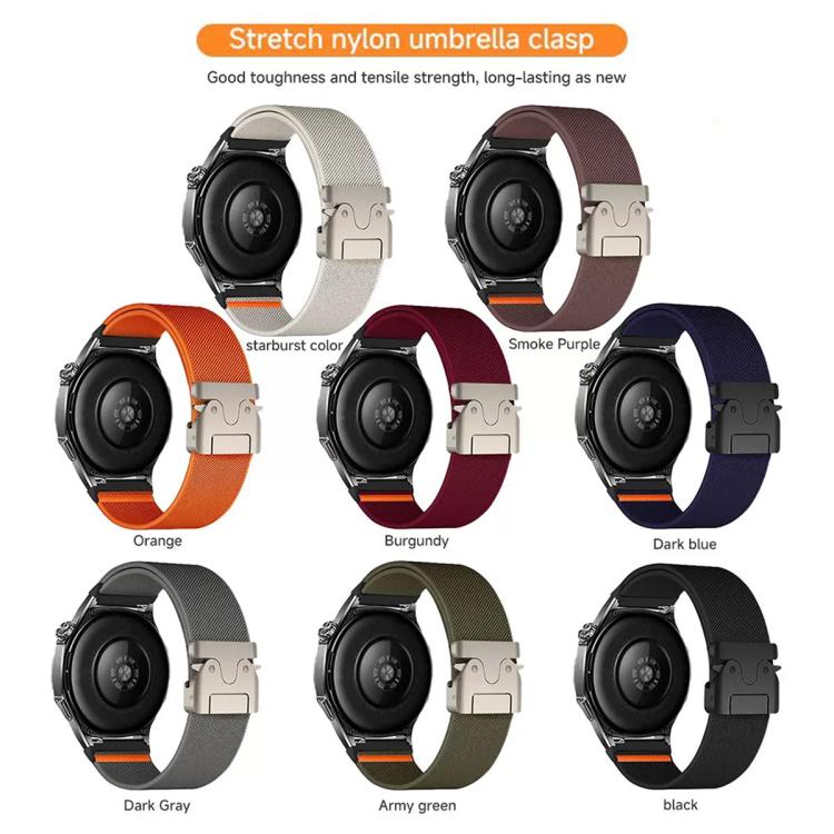 22mm Parachute Buckle Elastic Nylon Watch Band(Black) - 22mm Bands by PMc TechLife | Online Shopping South Africa | PMc TechLife | Buy Now Pay Later Mobicred