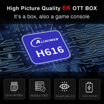 H96 Max 6K Ultra HD Smart TV Box with Remote Controller, Android 10.0, Allwinner H616 Quad Core ARM Cortex-A53, 4GB+32GB, Support TF Card / USBx2 / AV / HDMI / WIFI, EU Plug - Allwinner H6 by PMC Jewellery | Online Shopping South Africa | PMC Jewellery | Buy Now Pay Later Mobicred