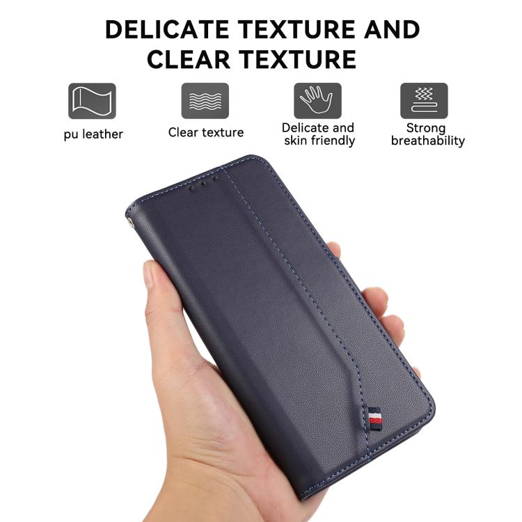 For iPhone 17 ABEEL Delicate Texture Splicing RFID Leather Phone Case(Blue) - free shipping - PMc TechLife - Order now!