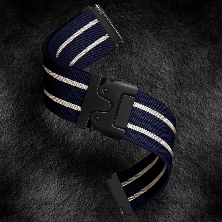 22mm Parachute Buckle Stripe Nylon Elastic Braided Watch Band(Midnight Blue White) - free shipping - PMc TechLife - Order now!