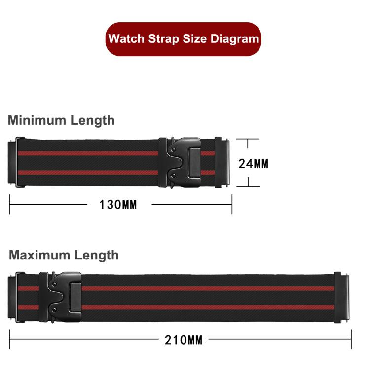 22mm Parachute Buckle Stripe Nylon Elastic Braided Watch Band(Black Starlight) - free shipping - PMc TechLife - Order now!