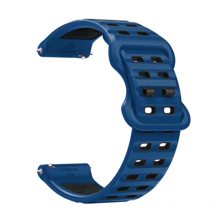 22mm Double-row Hole Studded Buckle Silicone Watch Band(Royal Blue Black) - free shipping - PMc TechLife - Order now!