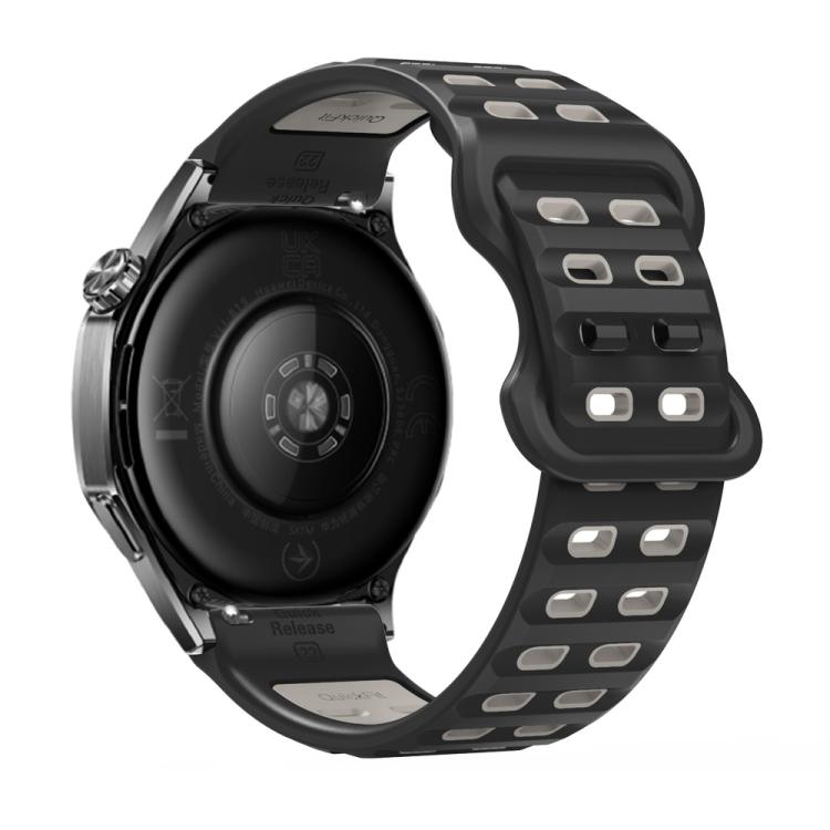 22mm Double-row Hole Studded Buckle Silicone Watch Band(Black Grey) - free shipping - PMc TechLife - Order now!