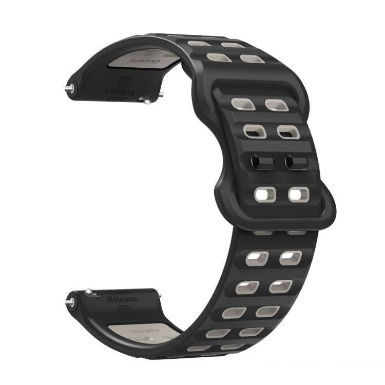 22mm Double-row Hole Studded Buckle Silicone Watch Band(Black Grey) - free shipping - PMc TechLife - Order now!
