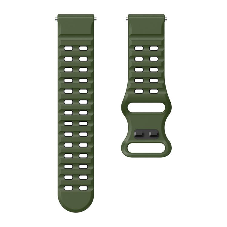22mm Double-row Hole Studded Buckle Silicone Watch Band(Army Green Black) - free shipping - PMc TechLife - Order now!