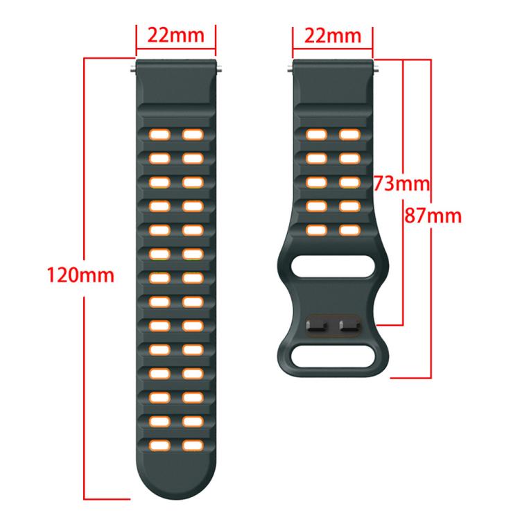 22mm Double-row Hole Studded Buckle Silicone Watch Band(Red Black) - free shipping - PMc TechLife - Order now!