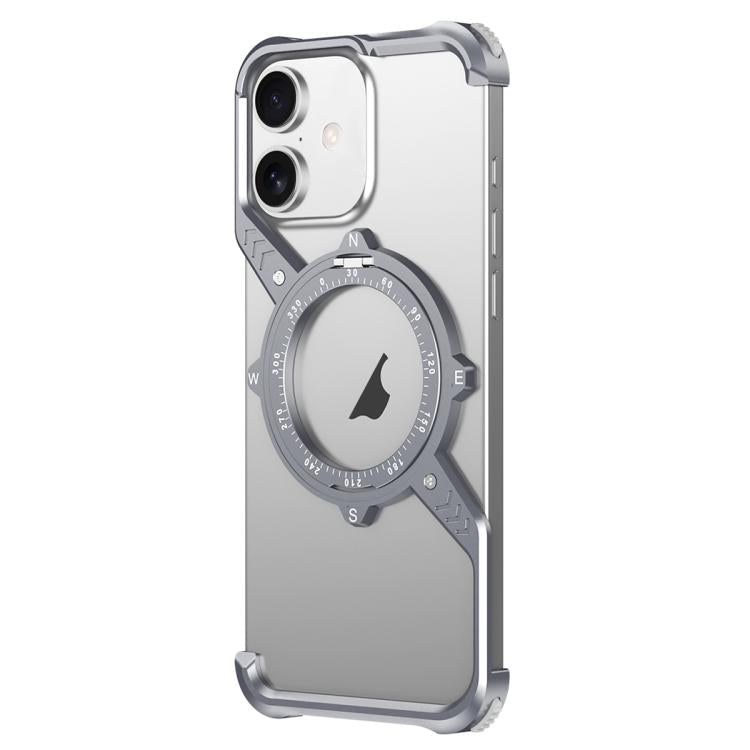 For iPhone 16 S Shaped 360 Holder Airbag Frameless MagSafe Metal Phone Case(Space Gray) - free shipping - PMC TechLife - Order now!