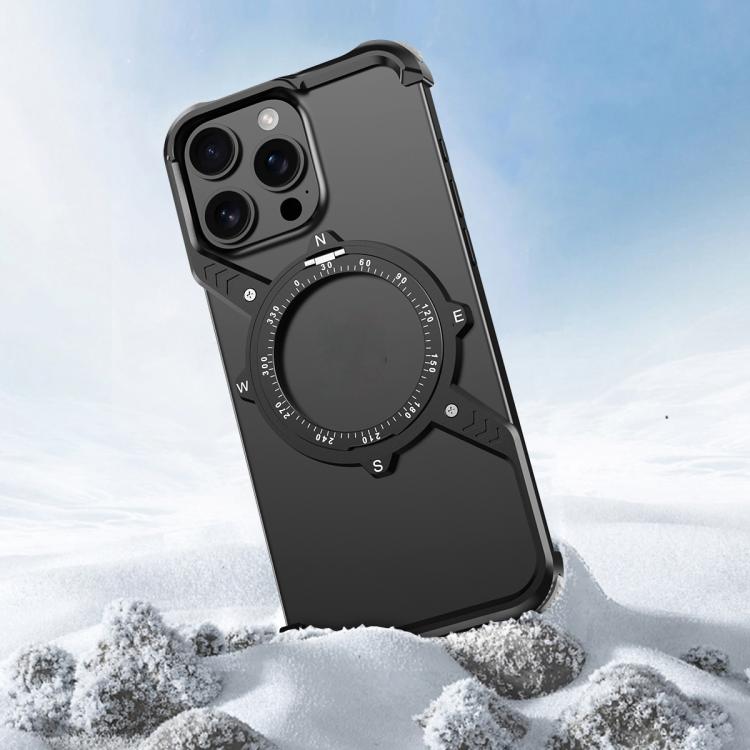 For iPhone 14 S Shaped 360 Holder Airbag Frameless MagSafe Metal Phone Case(Space Gray) - free shipping - PMC TechLife - Order now!