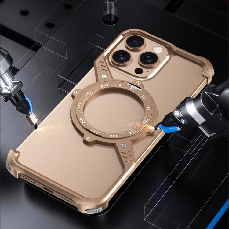 For iPhone 13 Pro Max S Shaped 360 Holder Airbag Frameless MagSafe Metal Phone Case(Black) - free shipping - PMC TechLife - Order now!