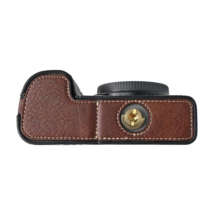For Sony ILCE-6400 / A6300 / A6200 Litchi Texture PU Leather Camera Half Case Base(Coffee) - free shipping - PMC TechLife - Order now!