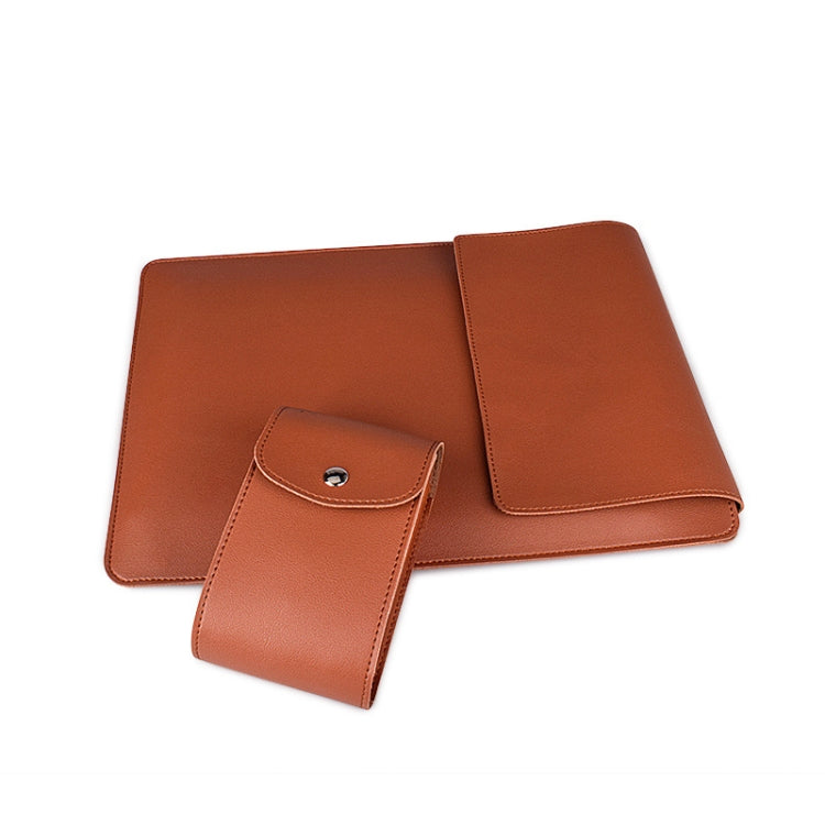 PU05 Sleeve Leather Case Carrying Bag with Small Storage Bag for 13.3 inch Laptop(Yellow) - free shipping - PMC Jewellery - Order now!