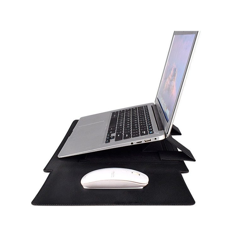 PU05 Sleeve Leather Case Carrying Bag with Small Storage Bag for 14.1 inch Laptop(Black) - 14.1 inch by PMC Jewellery | Online Shopping South Africa | PMC Jewellery | Buy Now Pay Later Mobicred