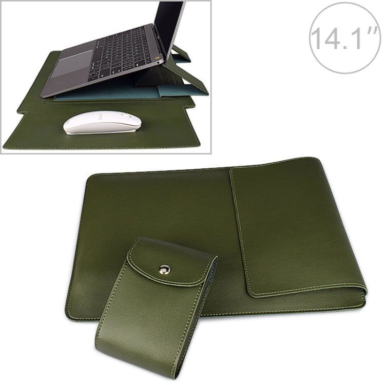 PU05 Sleeve Leather Case Carrying Bag with Small Storage Bag for 14.1 inch Laptop(Green) - 14.1 inch by PMC Jewellery | Online Shopping South Africa | PMC Jewellery | Buy Now Pay Later Mobicred