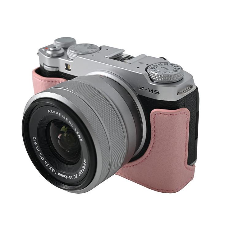 For FUJIFILM X-M5 Litchi Texture PU Leather Camera Half Case Base(Pink) - free shipping - PMC TechLife - Order now!