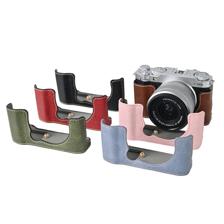 For FUJIFILM X-M5 Litchi Texture PU Leather Camera Half Case Base(Blue) - free shipping - PMC TechLife - Order now!