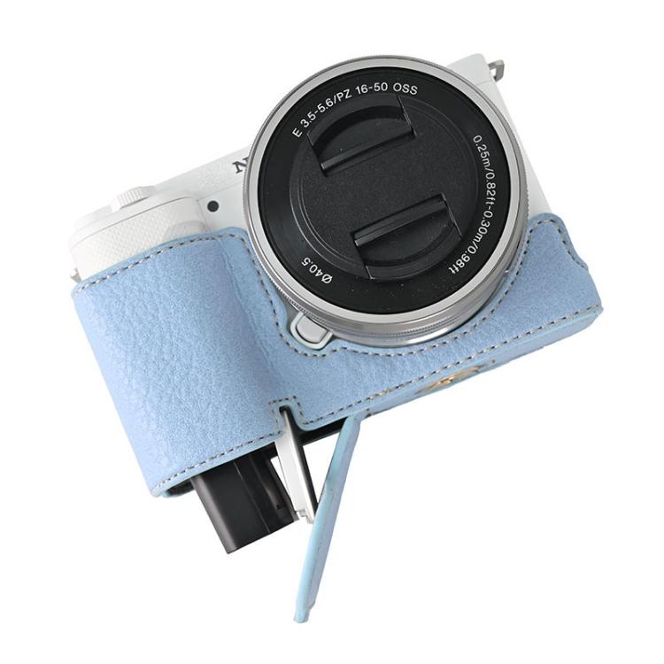 For Sony ZV-E10 Litchi Texture PU Leather Camera Half Case Base(Blue) - free shipping - PMC TechLife - Order now!