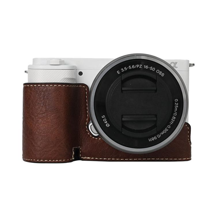 For Sony ZV-E10 Litchi Texture PU Leather Camera Half Case Base(Coffee) - free shipping - PMC TechLife - Order now!