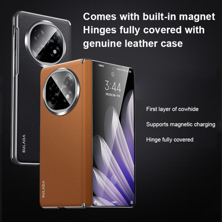 For OPPO Find N5 SULADA Frameless Top Layer Cowhide Leather Hybrid PC Phone Case(Brown) - free shipping - PMC TechLife - Order now!