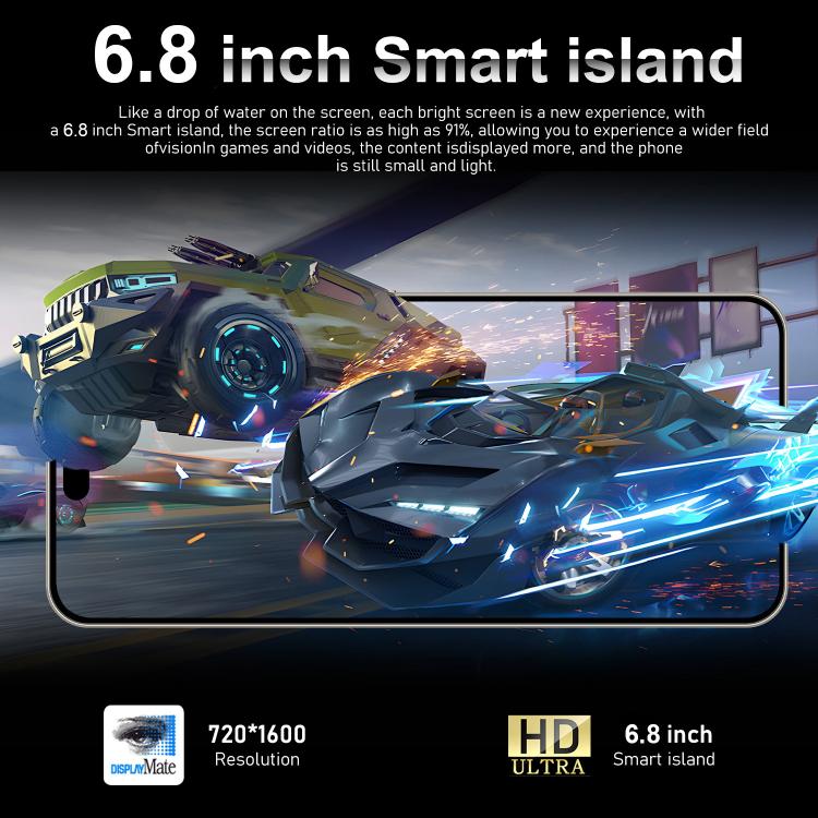 I16 Pro Max / VD1, 3GB+32GB, 6.8 inch Android 10 MTK6753 Octa Core, Network: 4G, Dual SIM, Plug:AU Plug(White) - free shipping - PMc TechLife - Order now!