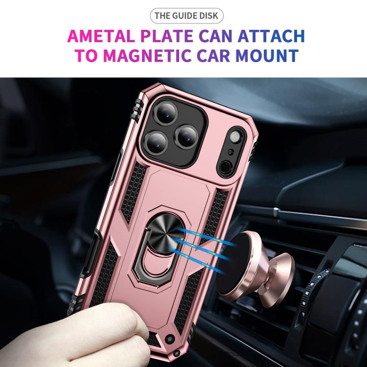 For iPhone 17 Air Shockproof TPU Hybrid PC Phone Case with Holder(Rose Gold) - free shipping - PMc TechLife - Order now!