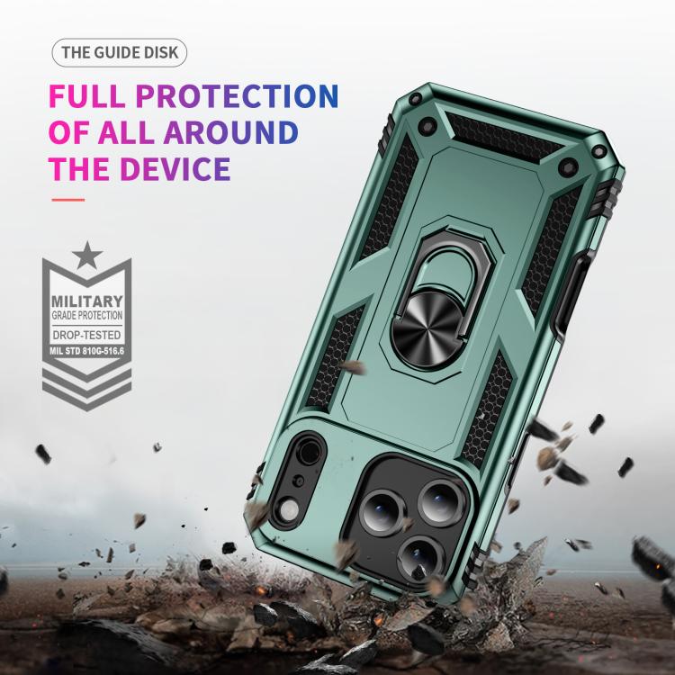 For iPhone 17 Air Shockproof TPU Hybrid PC Phone Case with Holder(Dark Green) - free shipping - PMc TechLife - Order now!